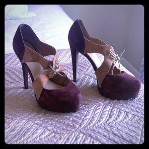 Levity platform suede heels